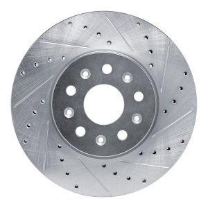 Cadillac CT6 Brake Rotor (1) - Front Right - R1 Concepts - Drilled & Slotted - Silver - `14-`20